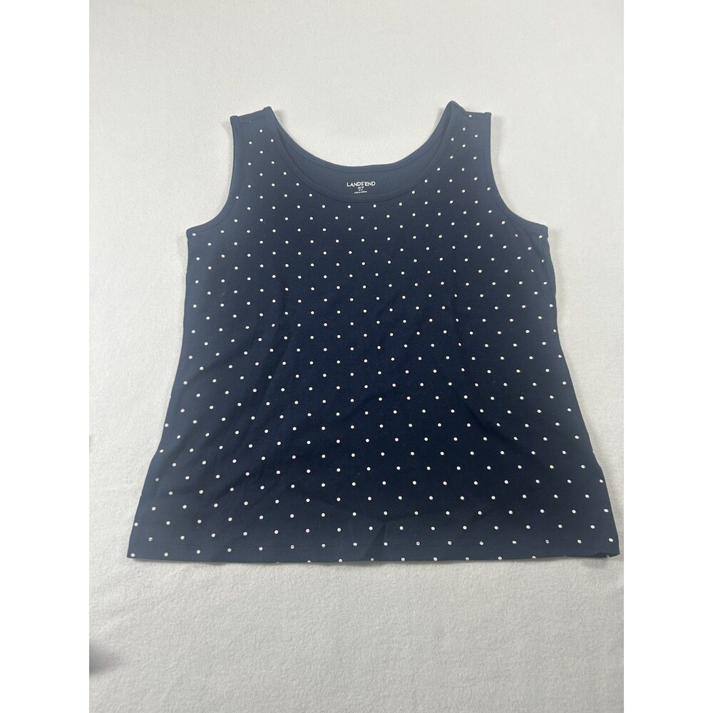 Lands' End Women's Tank Top Size PM Blue White Polka Dot 312